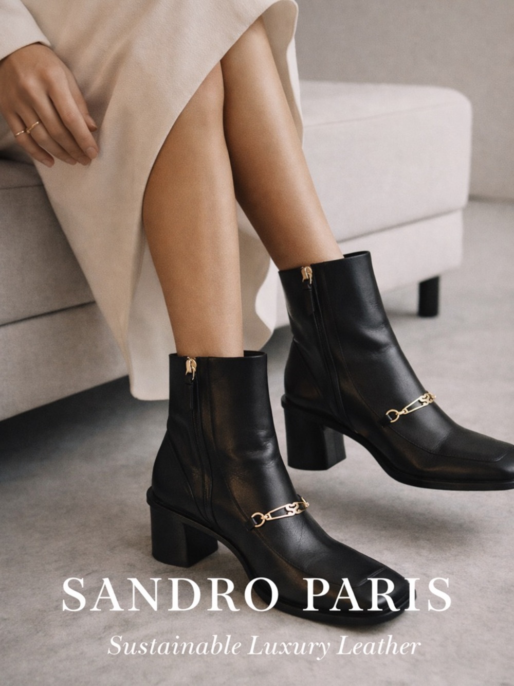 Sandro Women's Amber Square Toe Block Heel Ankle boots size 41 - Picture 15 of 16